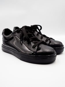 Tenis Miletto Piel Textura Charol Negro