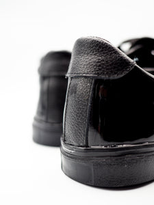 Tenis Miletto Piel Textura Charol Negro