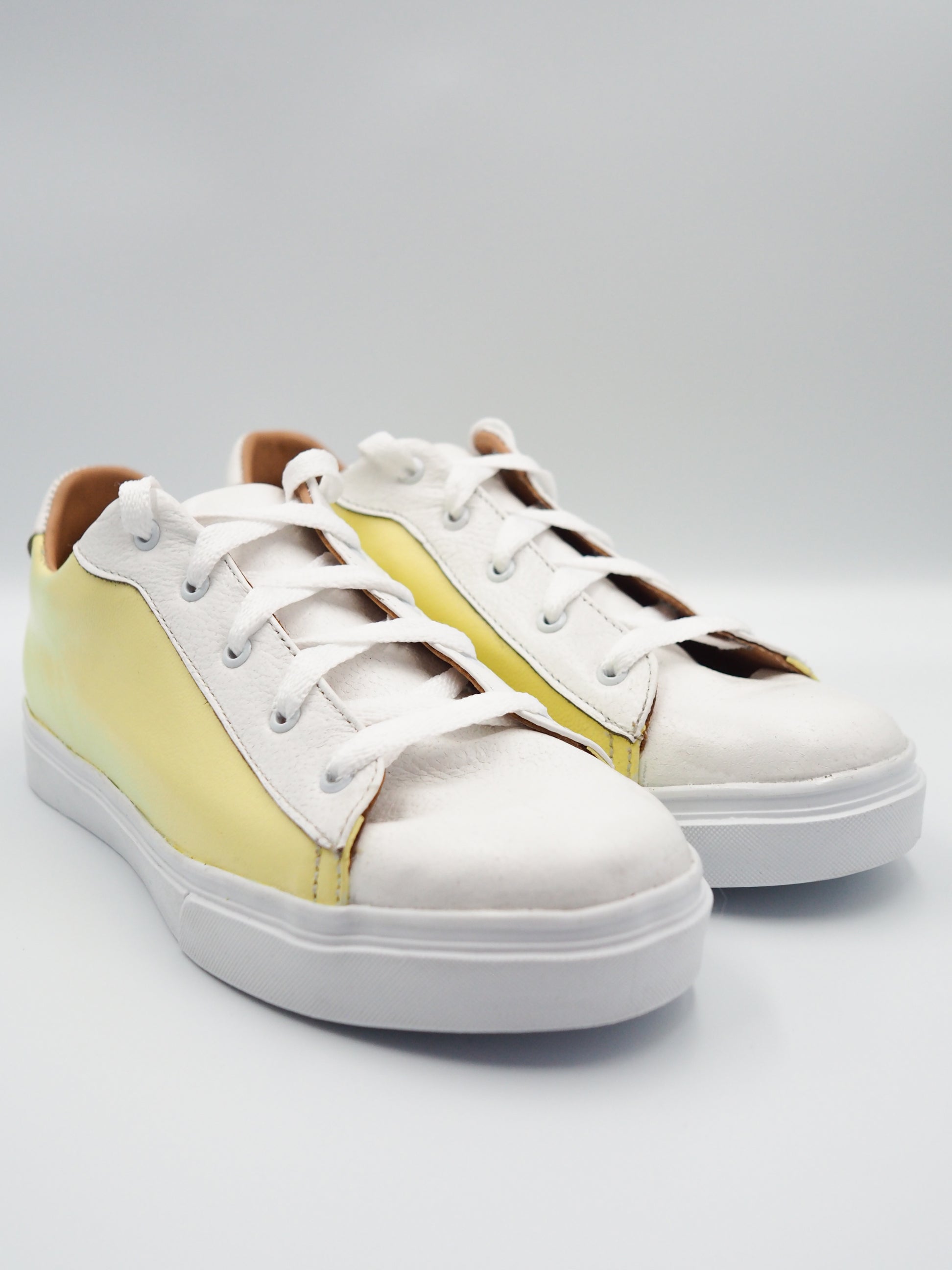Tenis Miletto Piel Blanco - Amarillo