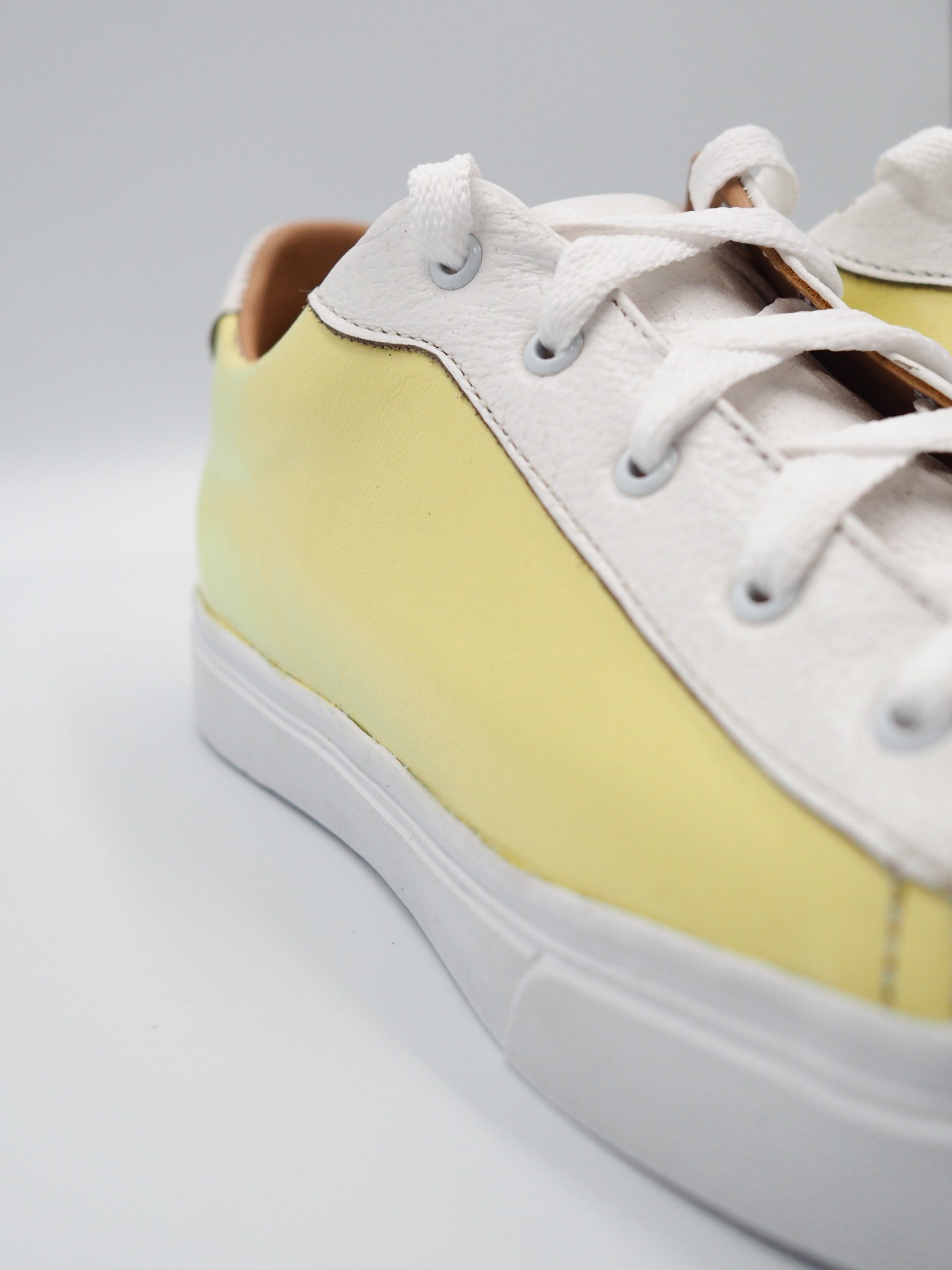 Tenis Miletto Piel Blanco - Amarillo